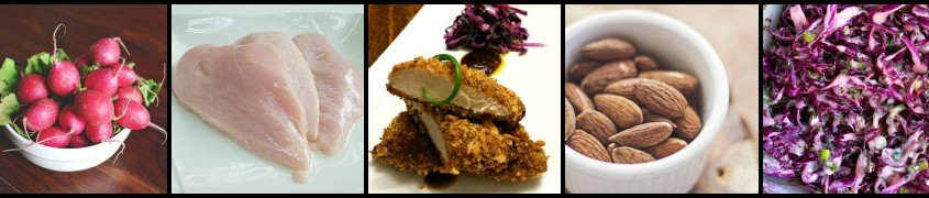 Smoky Almond Crusted Chicken and Red Slaw